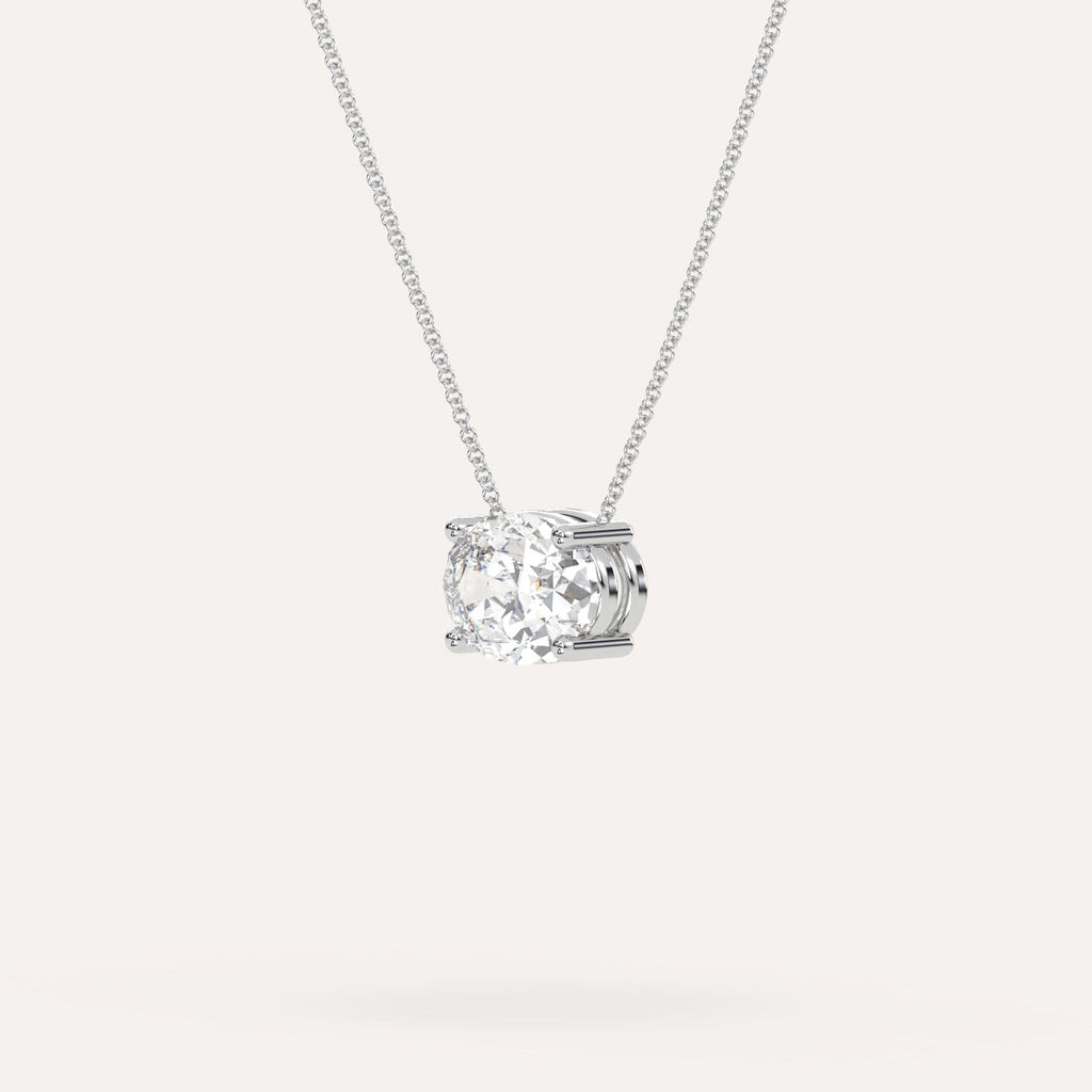 White Gold Floating Diamond Necklace With 3 Carat Oval Diamond