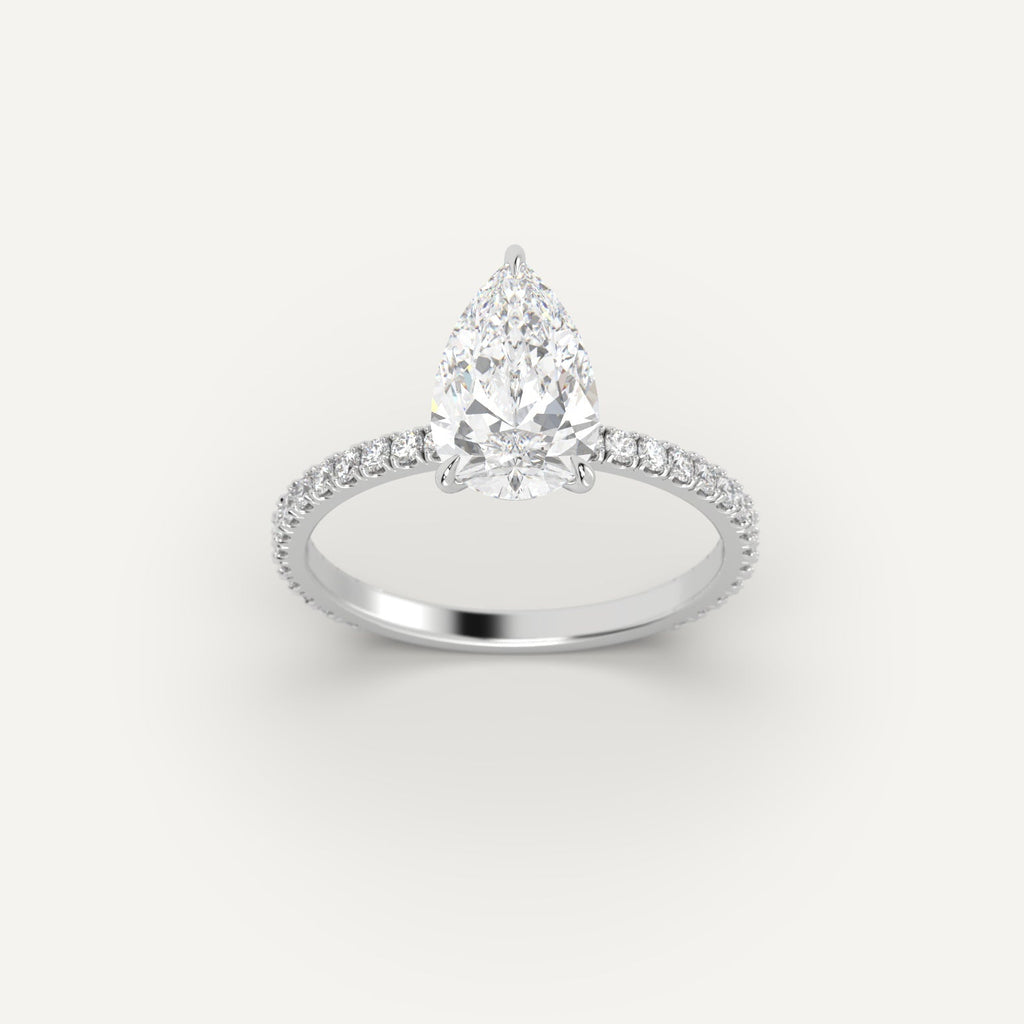 White Gold 3 Carat Engagement Ring On Woman's Hand