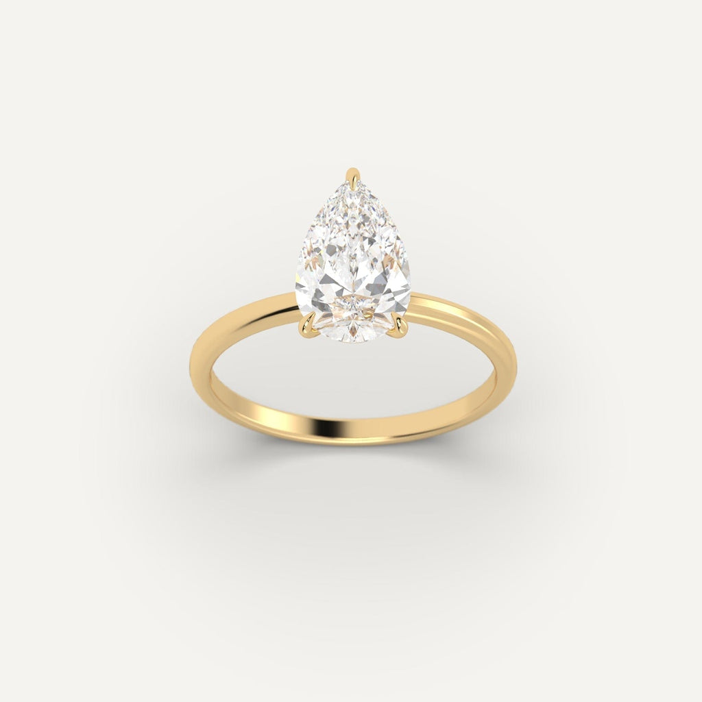 Yellow Gold 3 Carat Engagement Ring On Woman's Hand