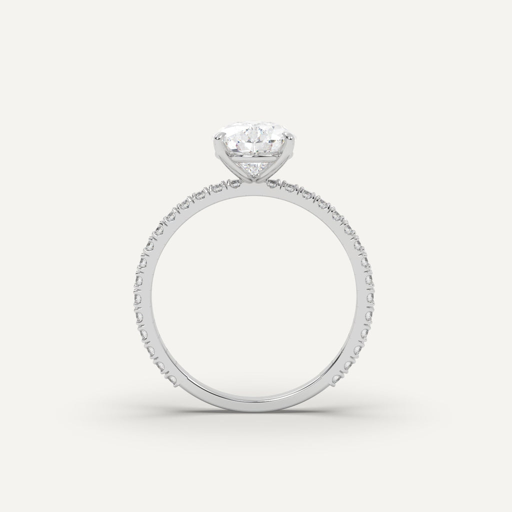 3 Carat Pear Cut Engagement Ring In 14K White Gold