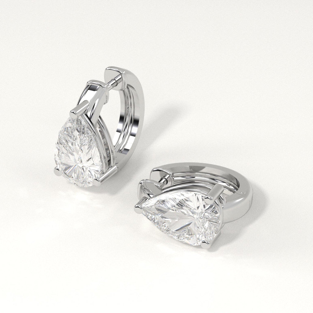 3 carat pear Diamond Huggie Hoop Earrings in white Gold