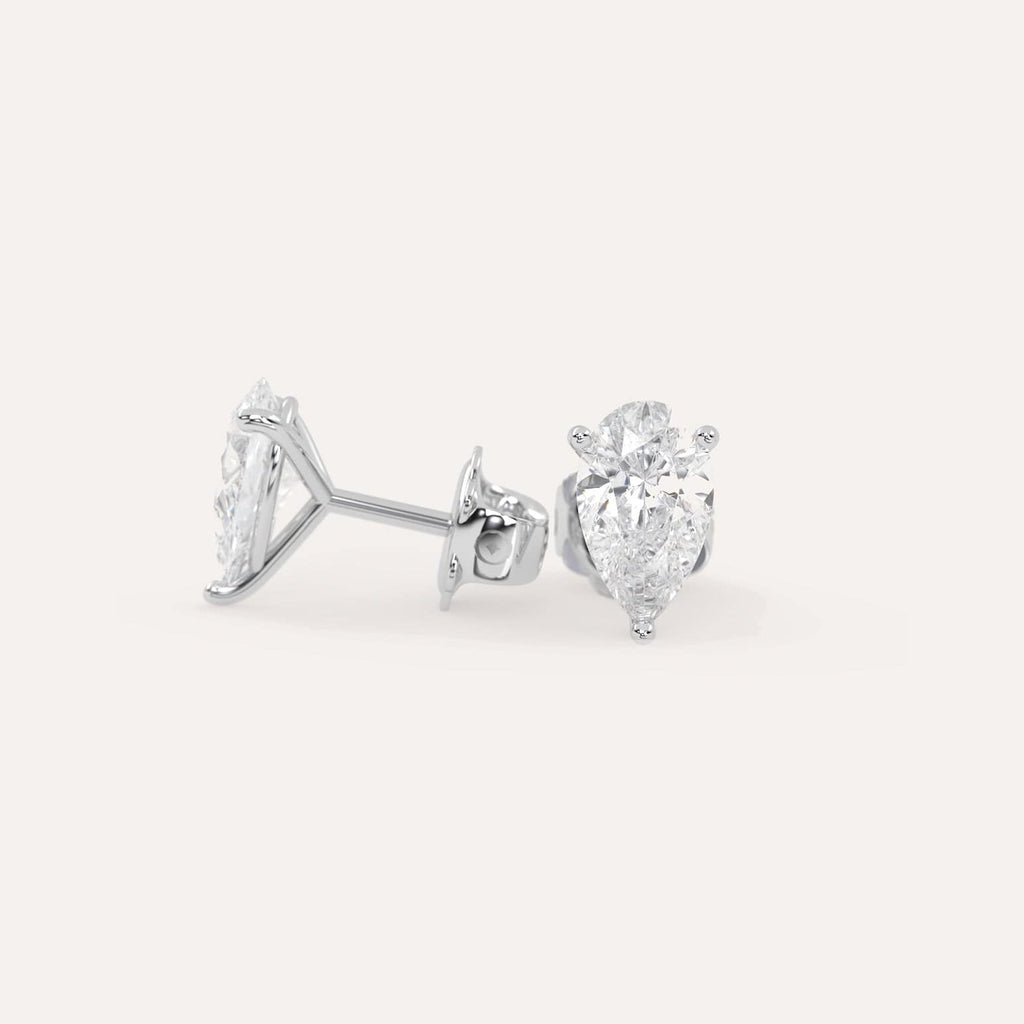 3 carat Butterfly Push Back Diamond Studs in white Gold