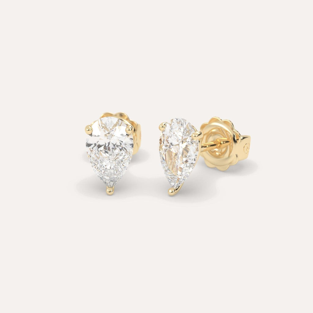 3 Carat Yellow Gold Diamond Stud Earrings For Women