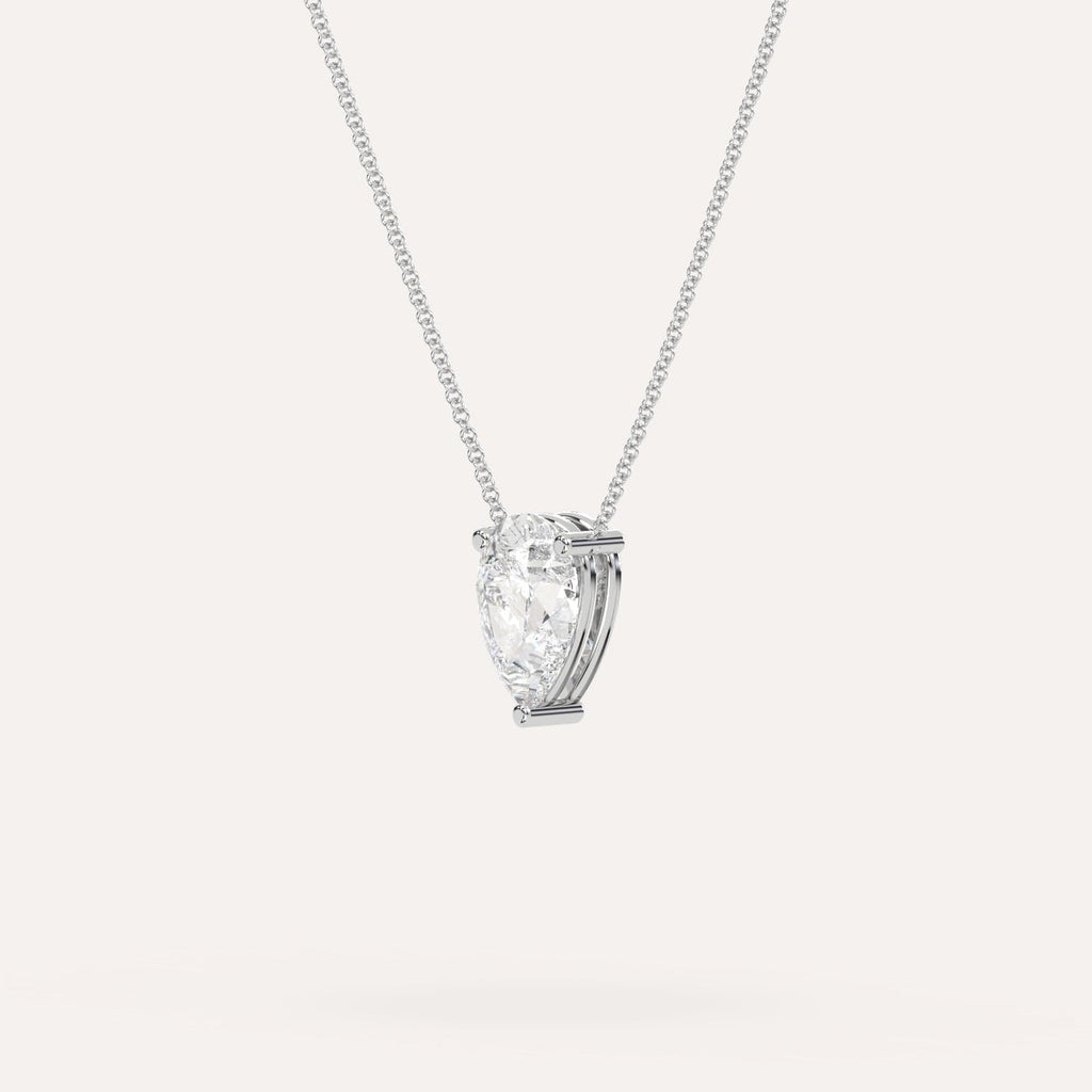 White Gold Floating Diamond Necklace With 3 Carat Pear Diamond