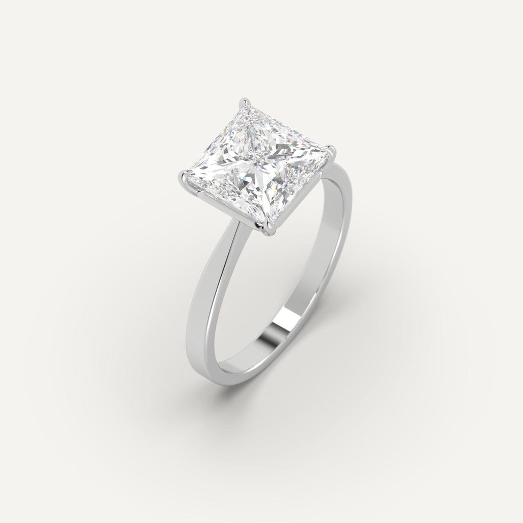 3 Carat Engagement Ring Princess Cut Diamond In 14K White Gold