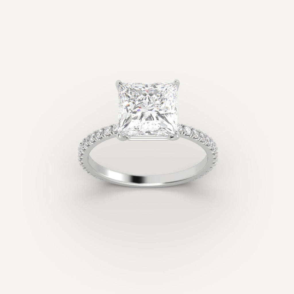 White Gold 3 Carat Engagement Ring On Woman's Hand