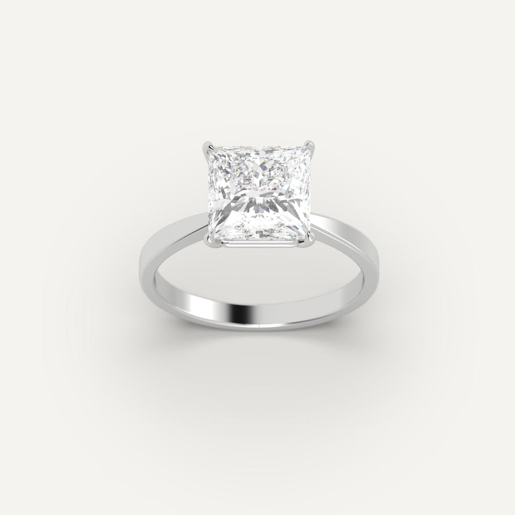 White Gold 3 Carat Engagement Ring On Woman's Hand