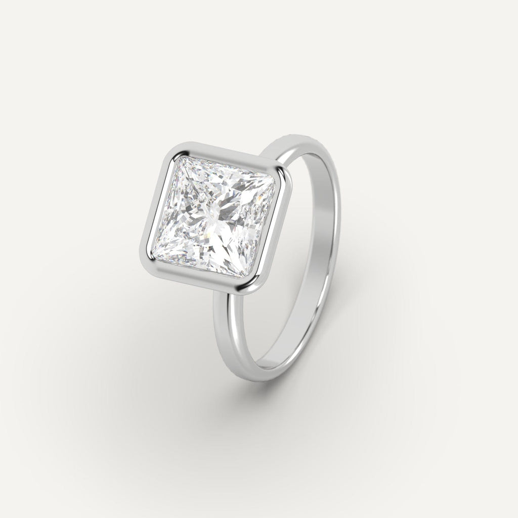 Platinum 3 Carat Engagement Ring Princess Cut Diamond