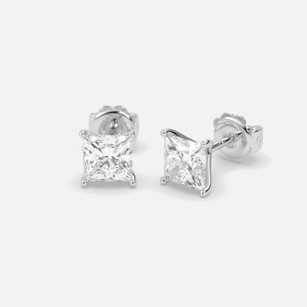 3 Carat White Gold Diamond Stud Earrings For Women