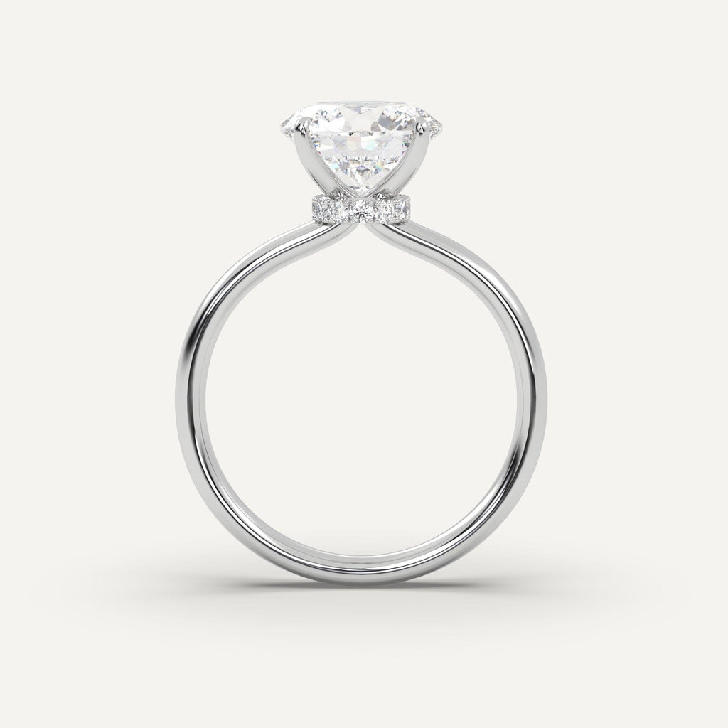 3 Carat Round Cut Engagement Ring In 14K White Gold