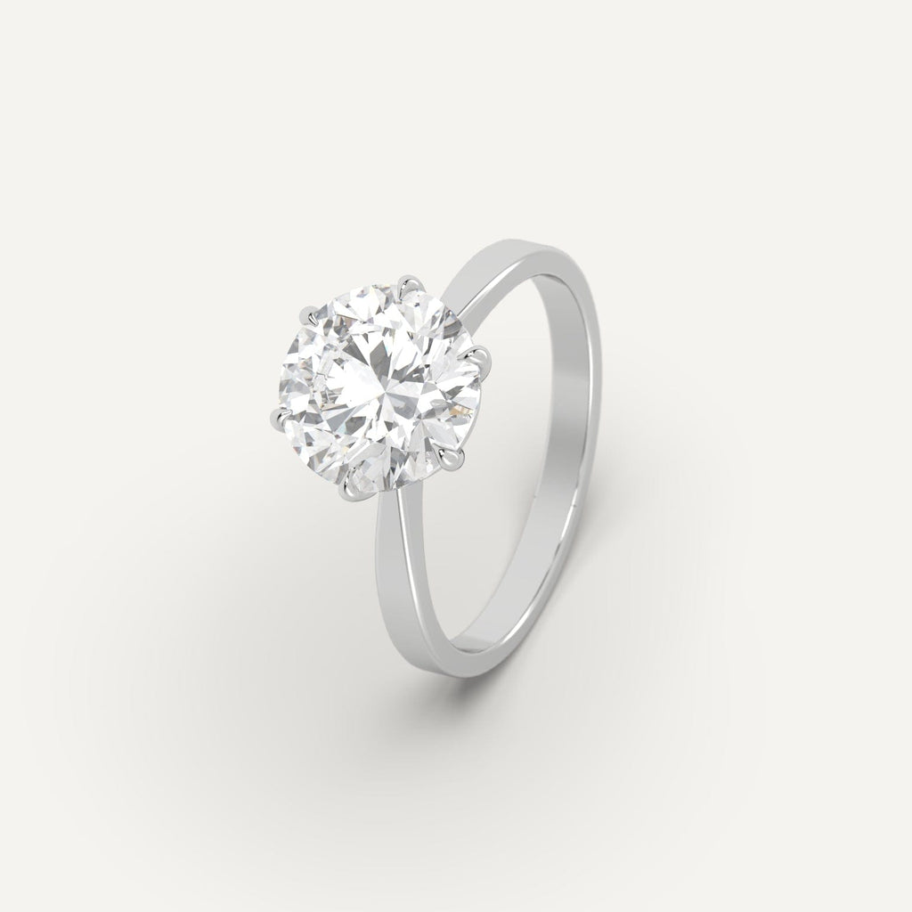 Platinum 3 Carat Engagement Ring Round Cut Diamond