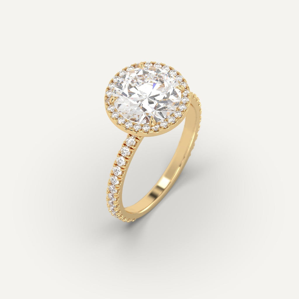 3 Carat Engagement Ring Round Cut Diamond In 14K Yellow Gold