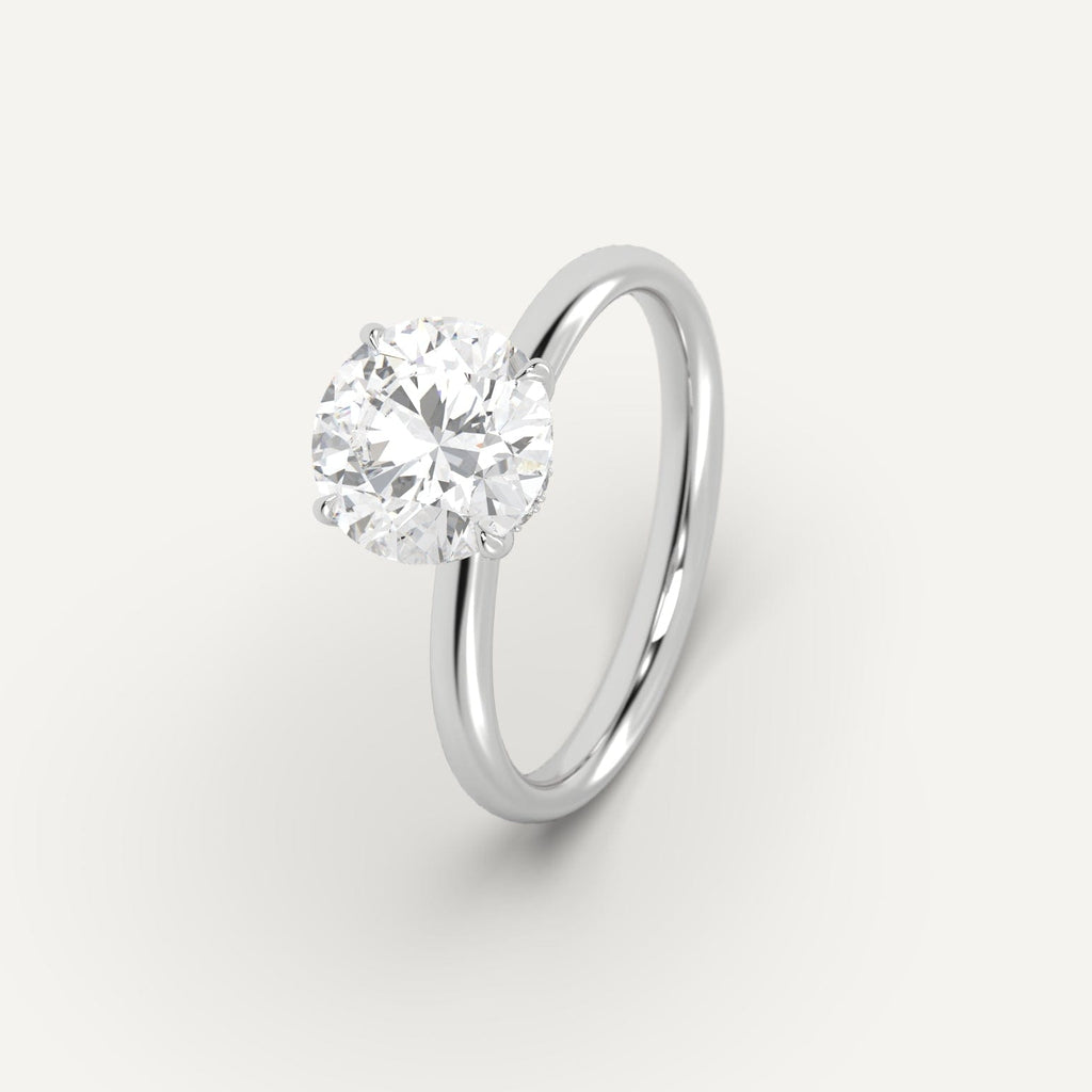 Platinum 3 Carat Engagement Ring Round Cut Diamond