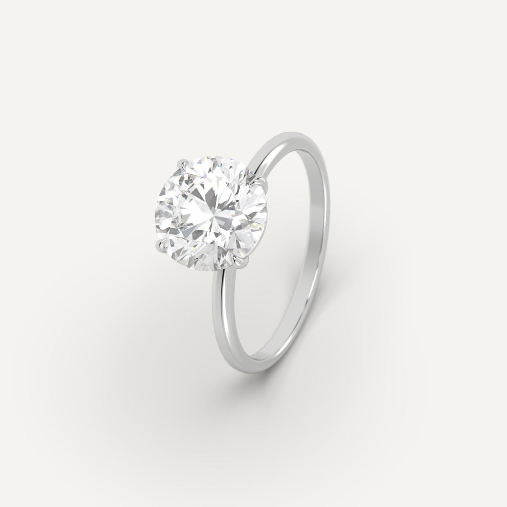 White Gold 3 Carat Engagement Ring Round Cut Diamond