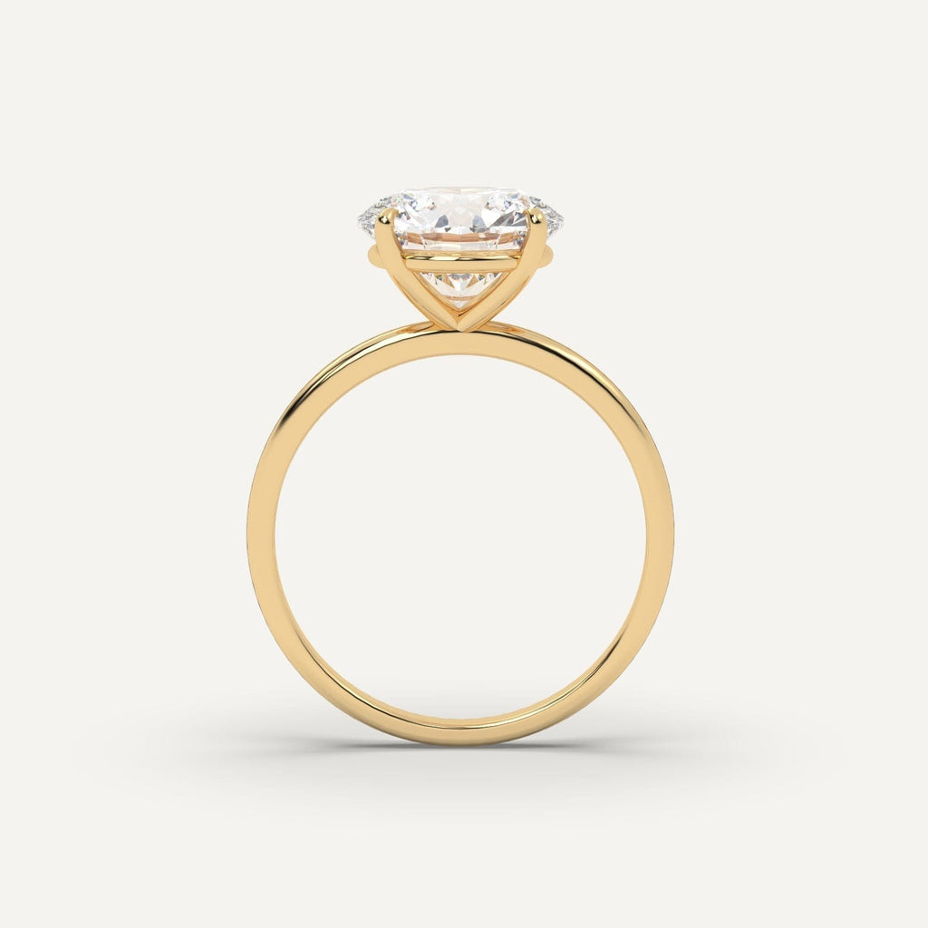 3 Carat Round Cut Engagement Ring In 14K Yellow Gold