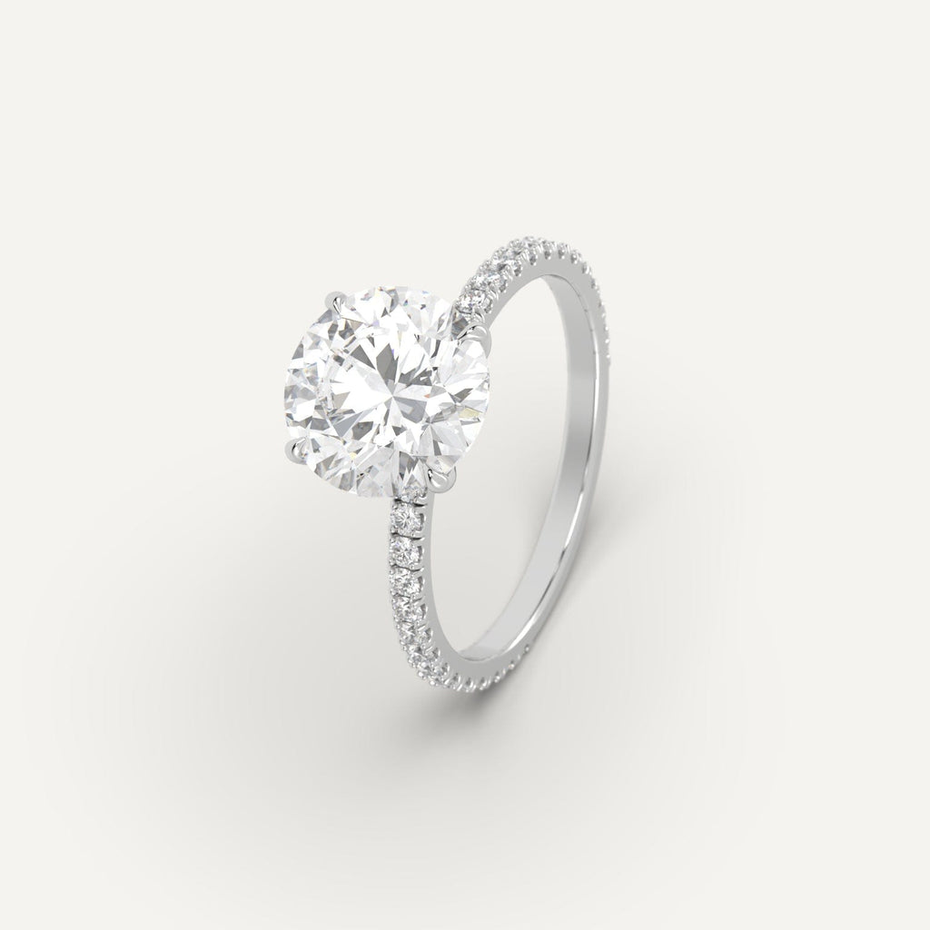 Platinum 3 Carat Engagement Ring Round Cut Diamond