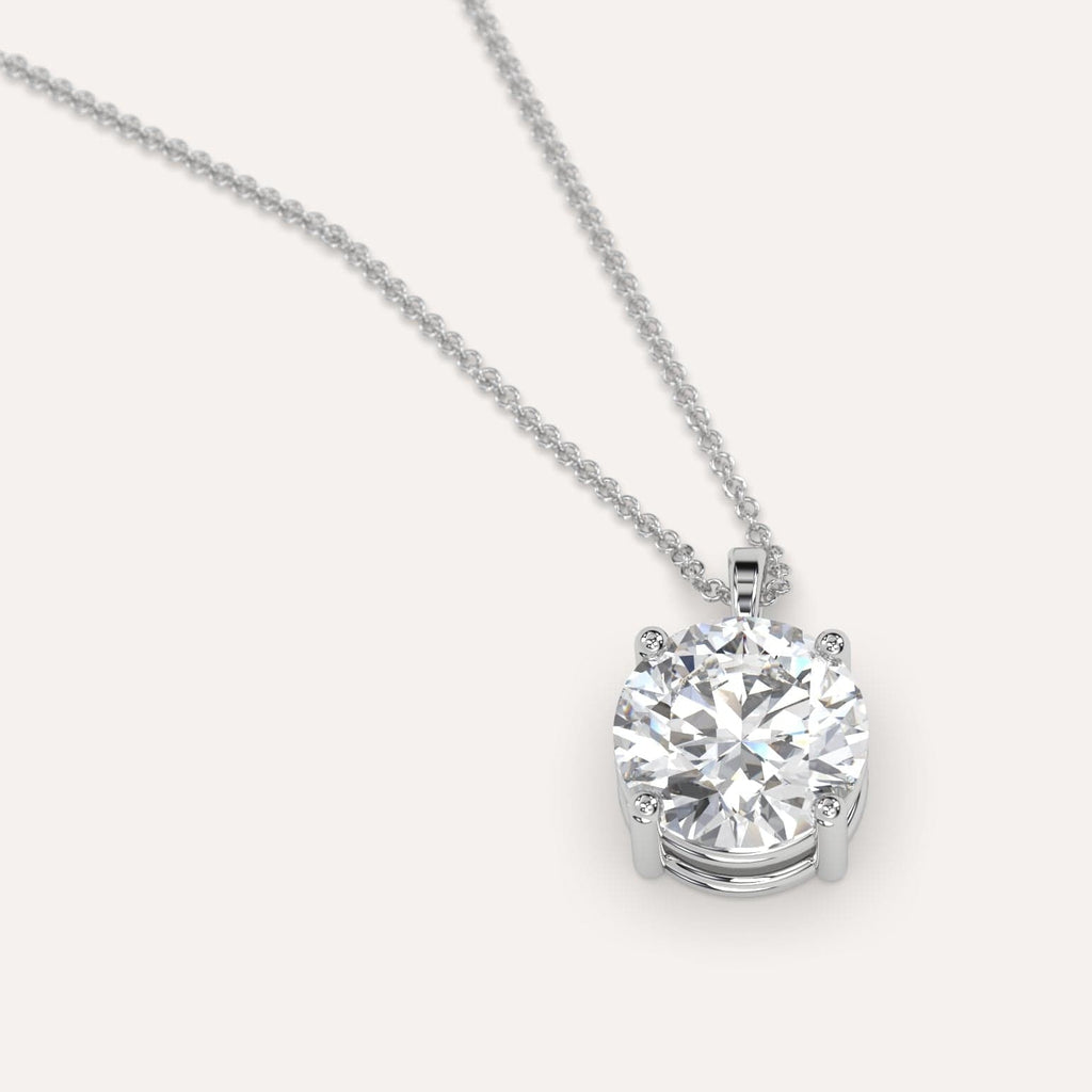 Simple Diamond Pendant Necklace With Round Lab Diamond In White Gold