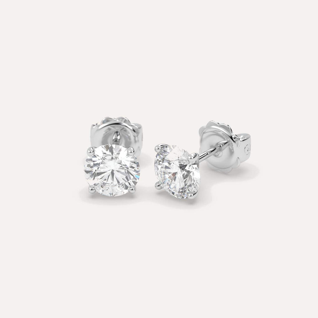 3 Carat White Gold Diamond Stud Earrings For Women