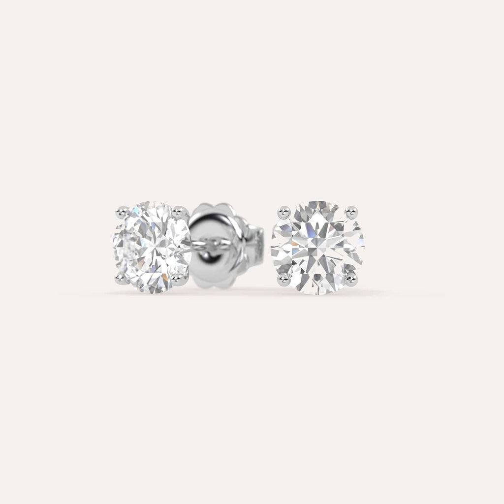 3 carat Round Diamond Stud Earrings, Lab Diamonds White Gold