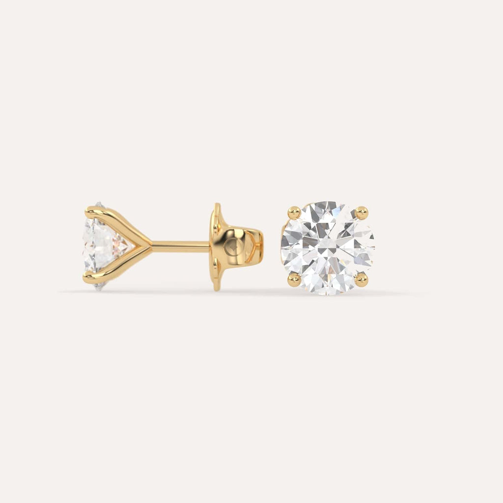 3 carat Butterfly Push Back Diamond Studs in yellow Gold