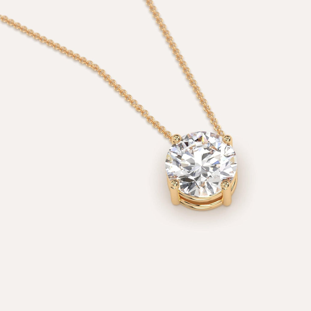 Simple Diamond Floating Necklace With Round Lab Diamond In Yellow Gold