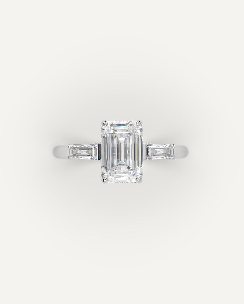 Emerald Diamond Ring Semi-Mount Platinum