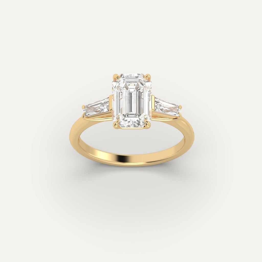 14K Yellow Gold Emerald Cut Engagement Ring Setting