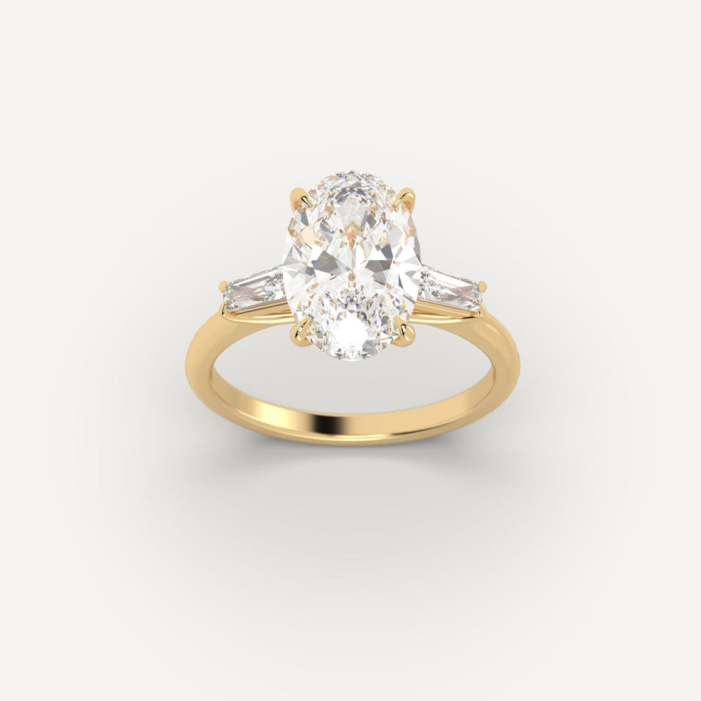 14K Yellow Gold Oval Cut Engagement Ring Setting