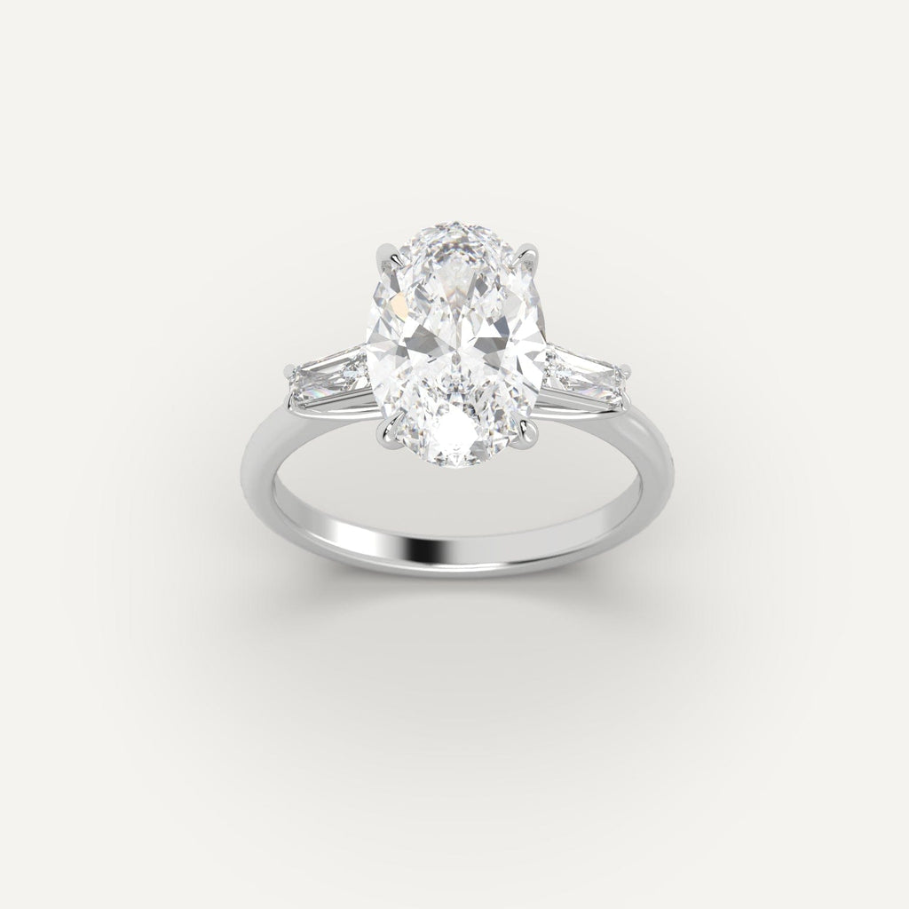 Ring Setting in 14K White Gold for 1, 2 and 3 carat Oval Diamonds