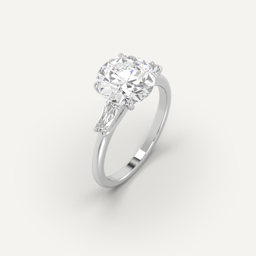 White Gold 3-Stone Round Cut Diamond Ring Setting