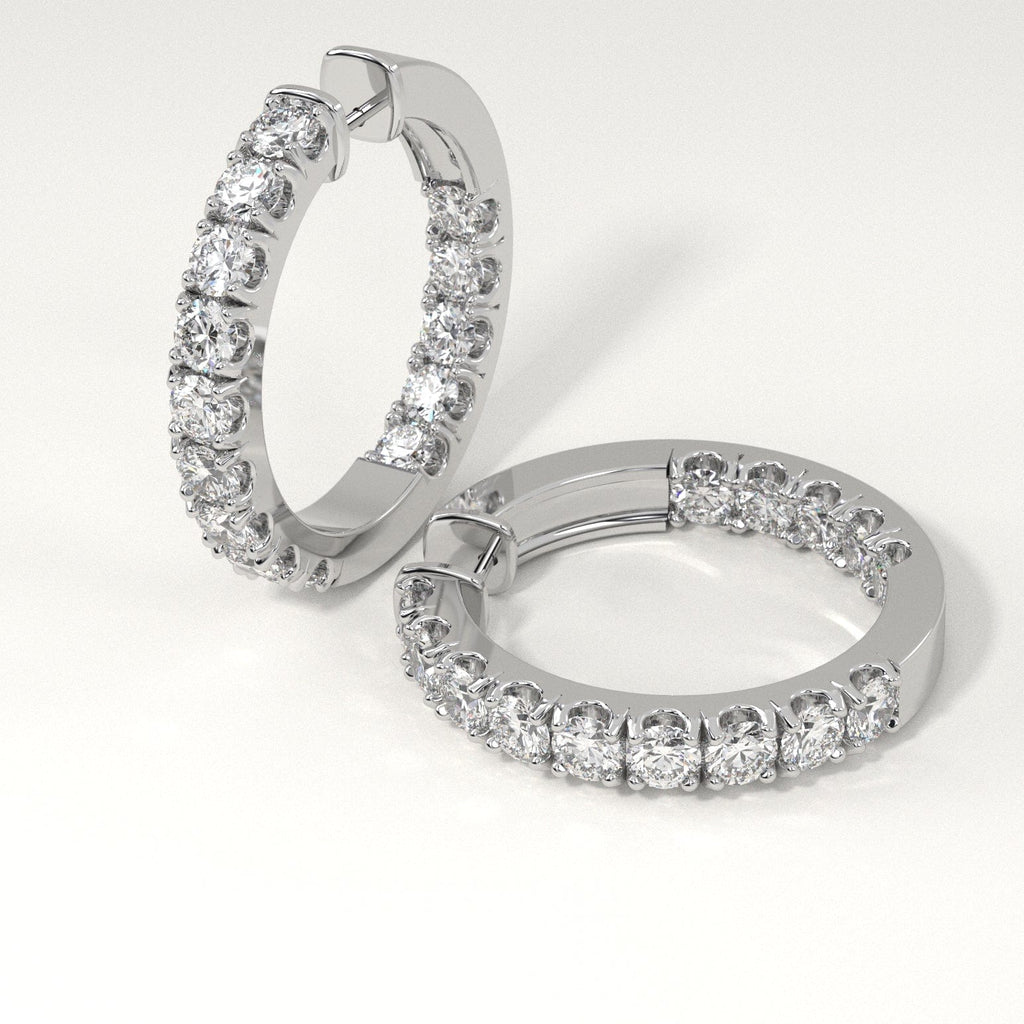 4 carat Diamond Huggie Hoop Earrings in White Gold for Women