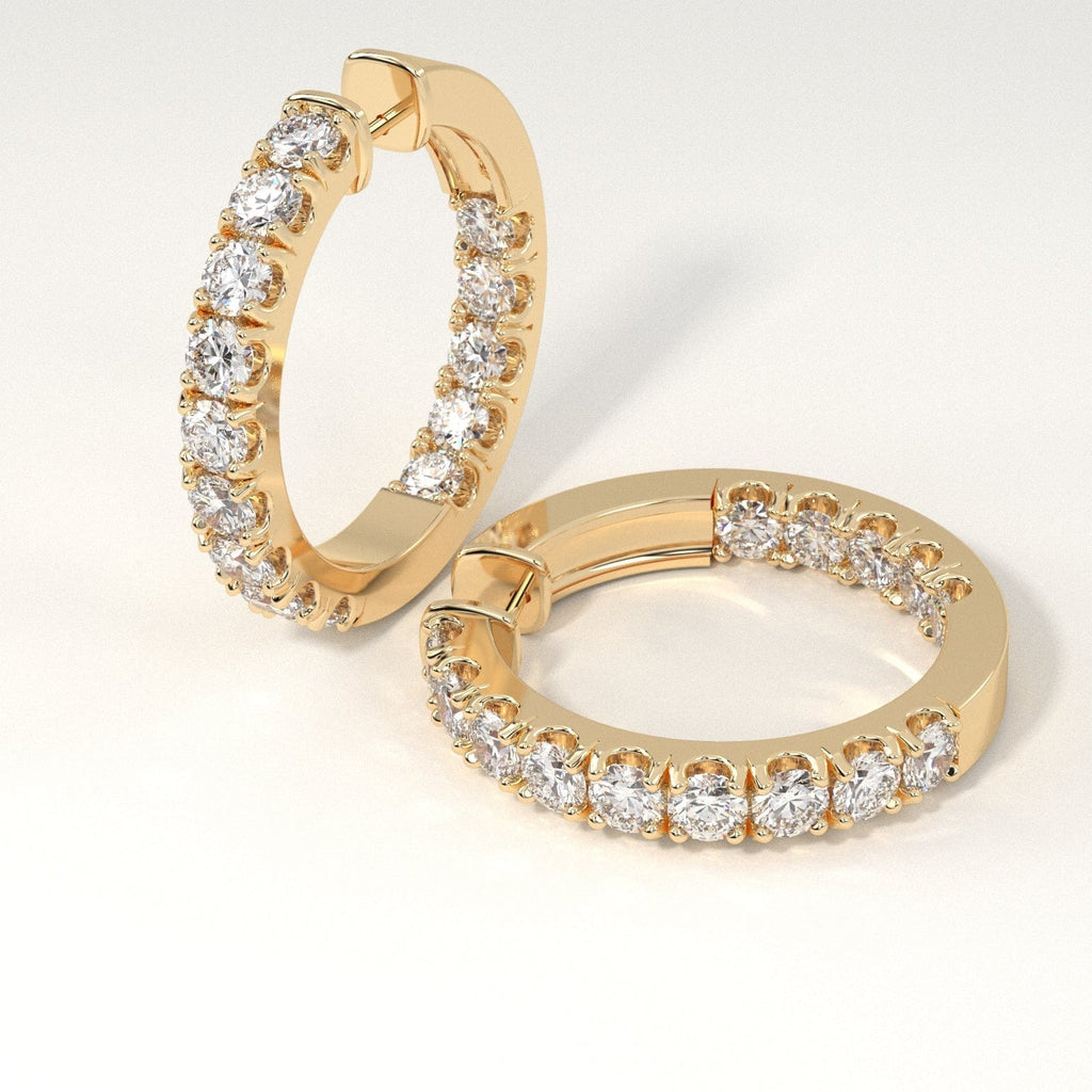 4 carat Diamond Huggie Hoop Earrings in Yellow Gold for Women