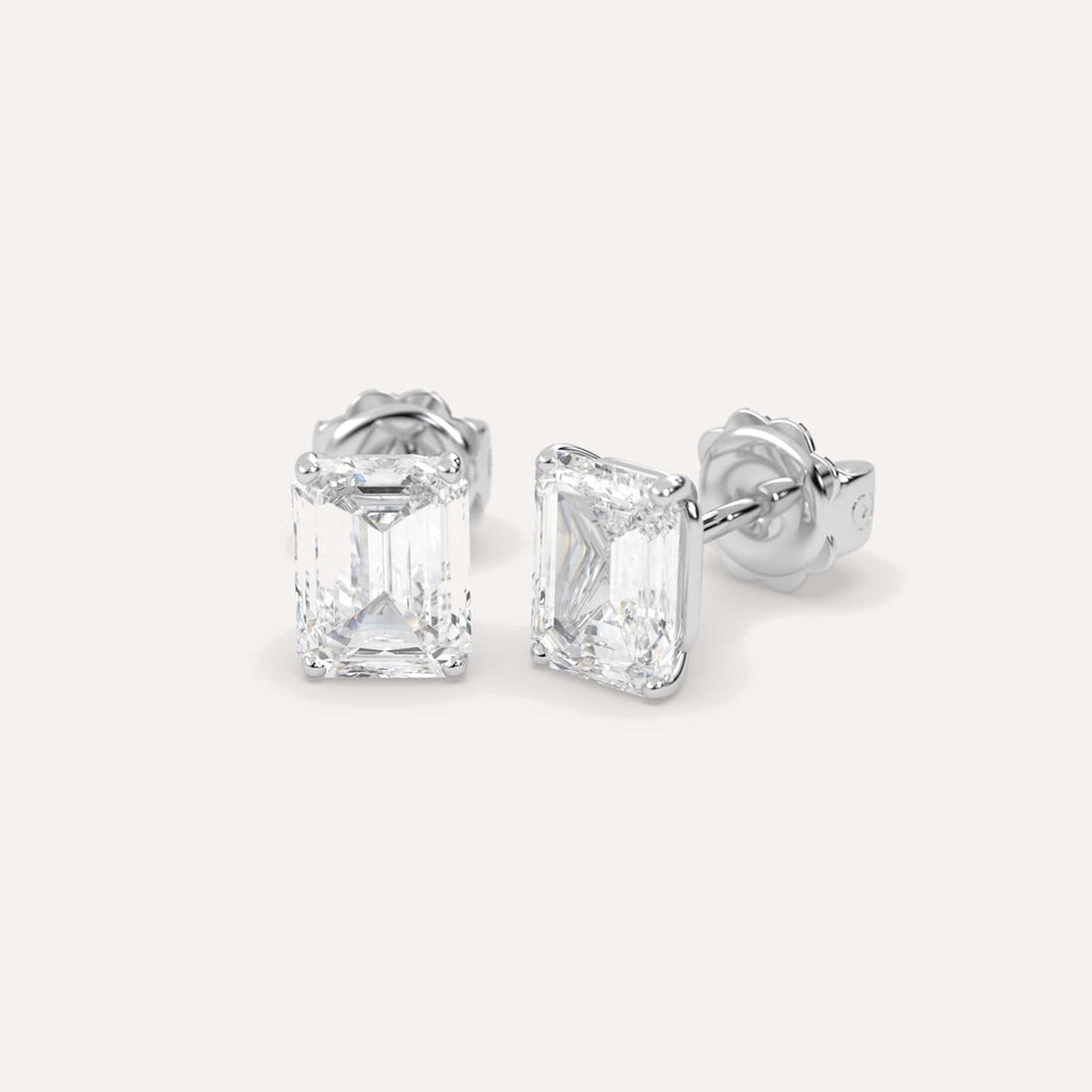 4 Carat White Gold Diamond Stud Earrings For Women