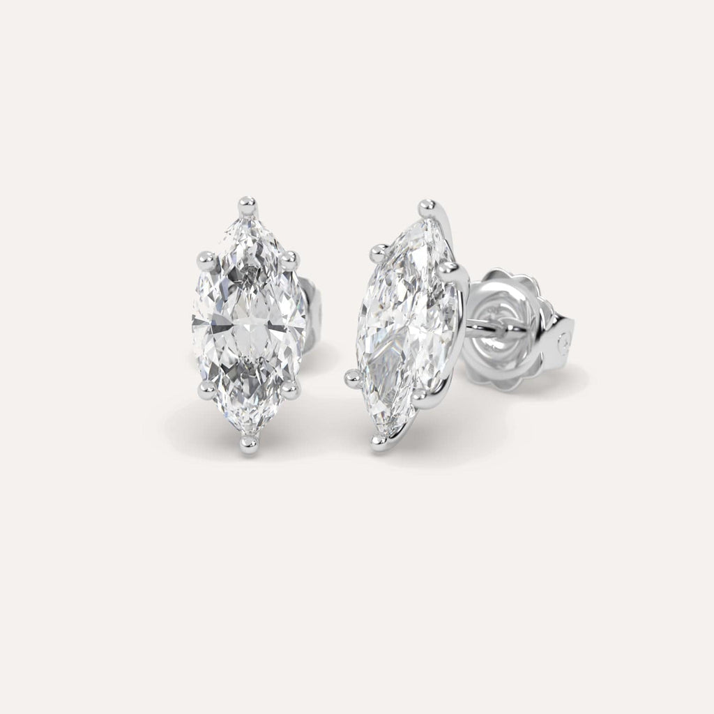 4 Carat White Gold Diamond Stud Earrings For Women