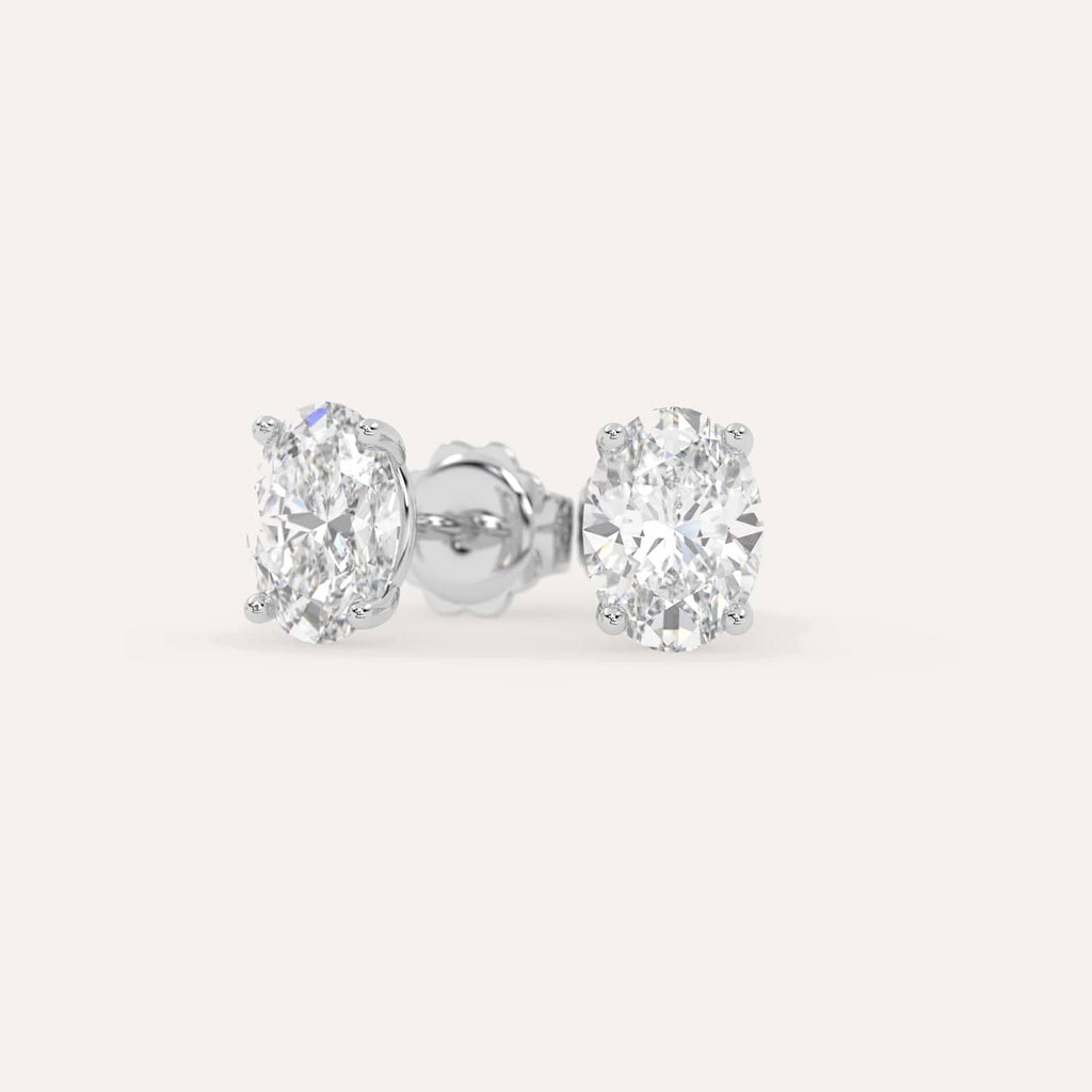 4 carat Oval Diamond Stud Earrings, Lab Diamonds White Gold