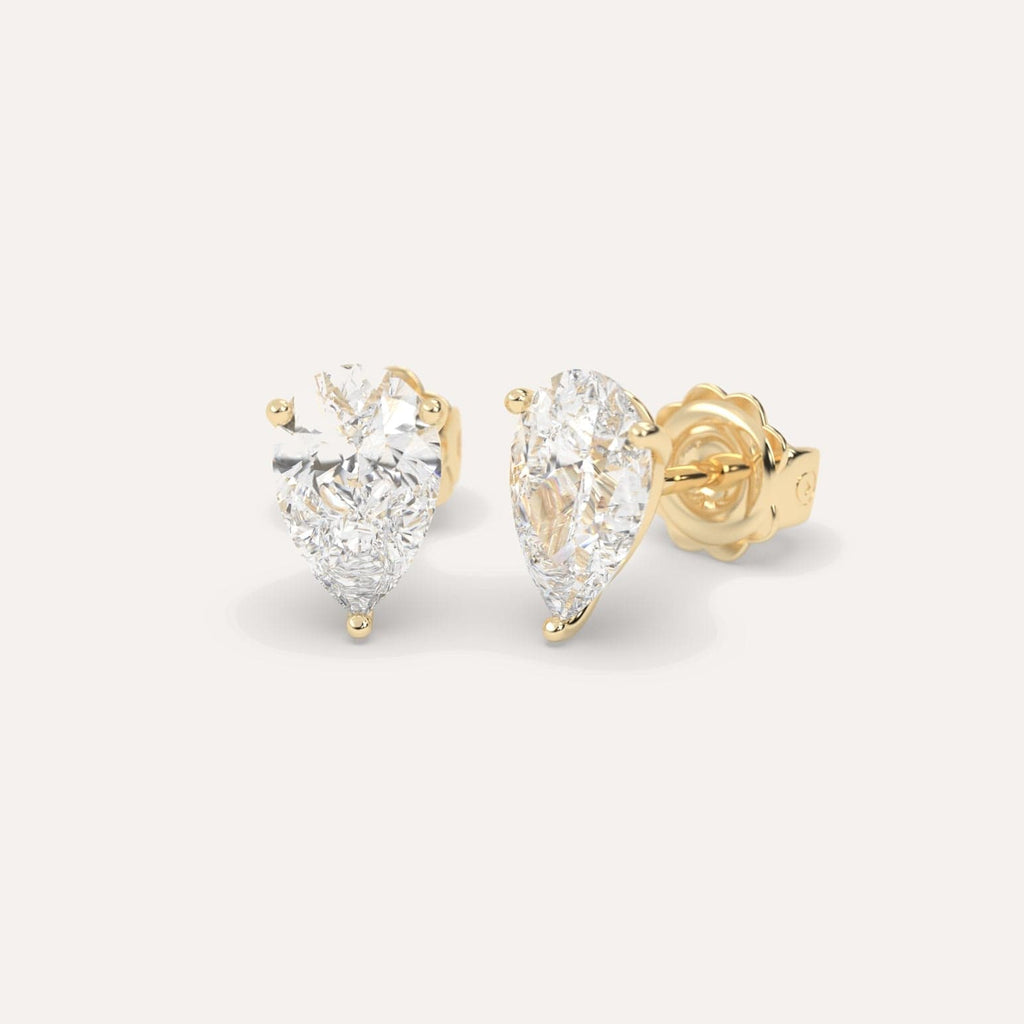 4 Carat Yellow Gold Diamond Stud Earrings For Women