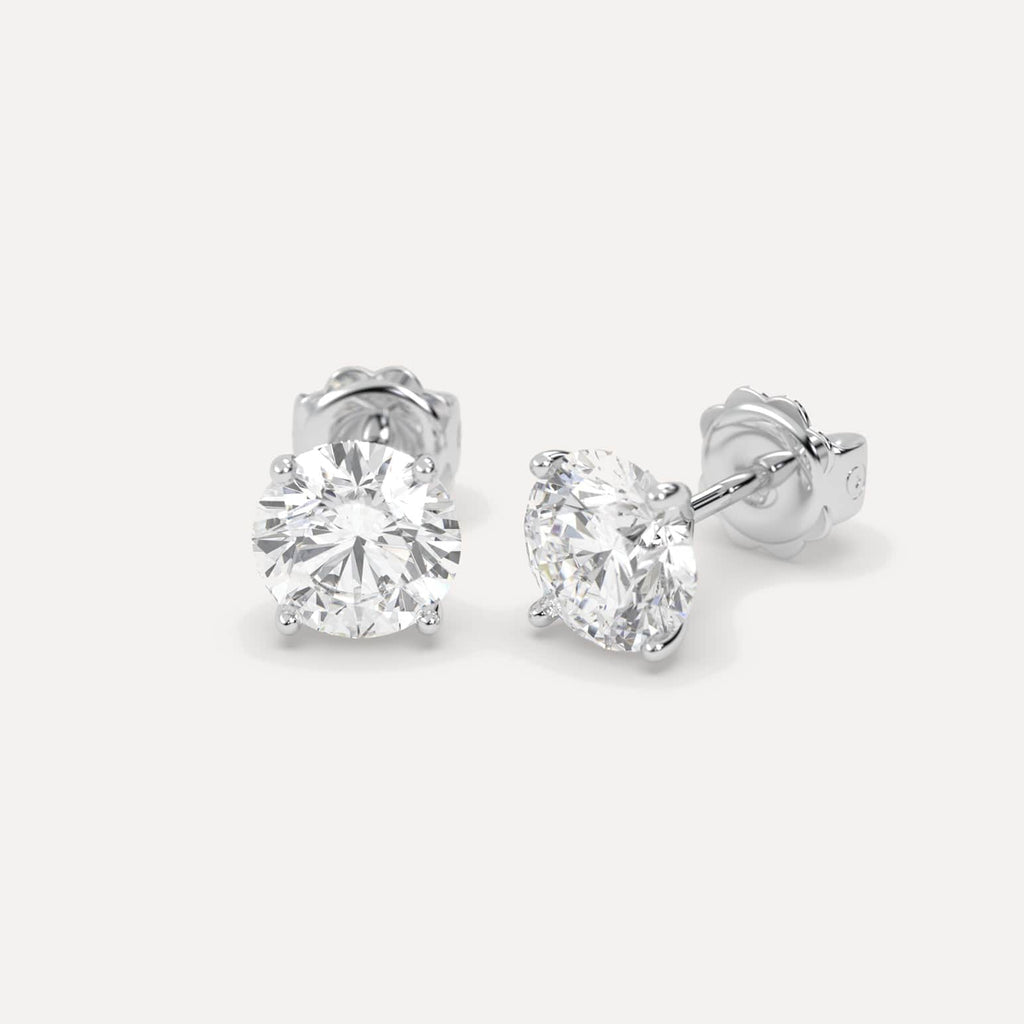 4 Carat White Gold Diamond Stud Earrings For Women