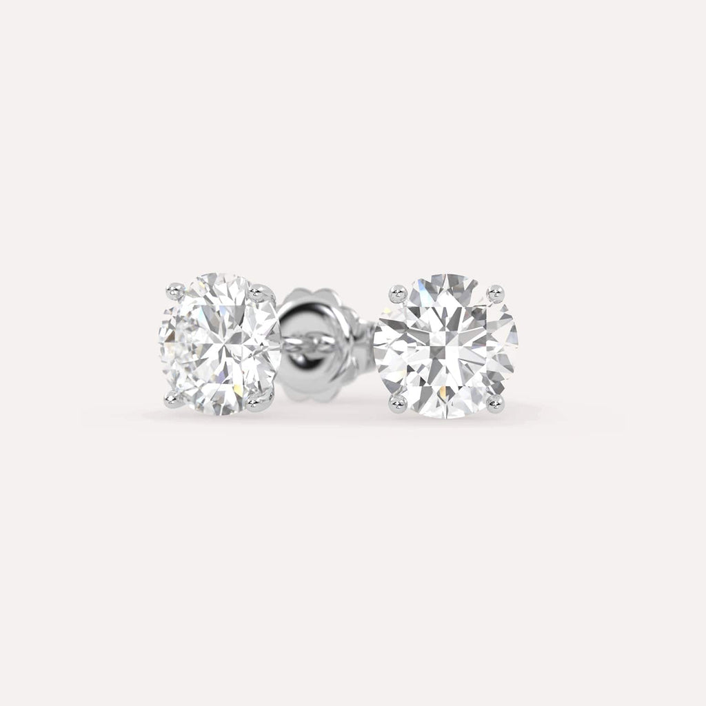 4 carat Round Diamond Stud Earrings, Lab Diamonds White Gold