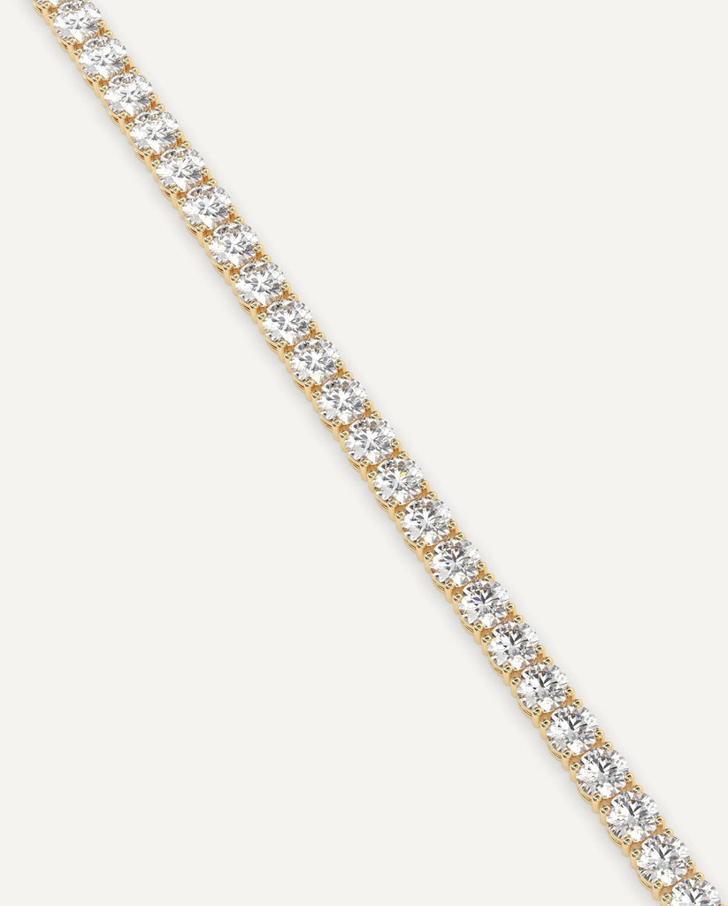 classic diamond tennis bracelet with round lab diamonds in yellow gold