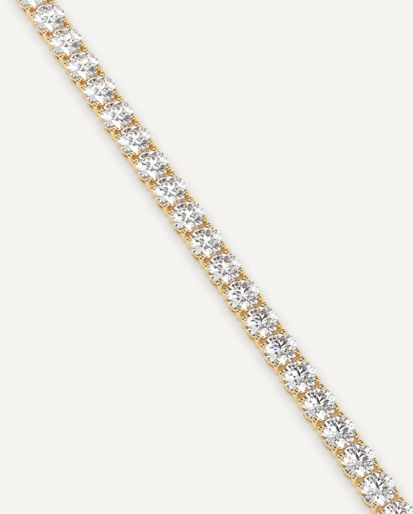 classic diamond tennis bracelet with round lab diamonds in yellow gold