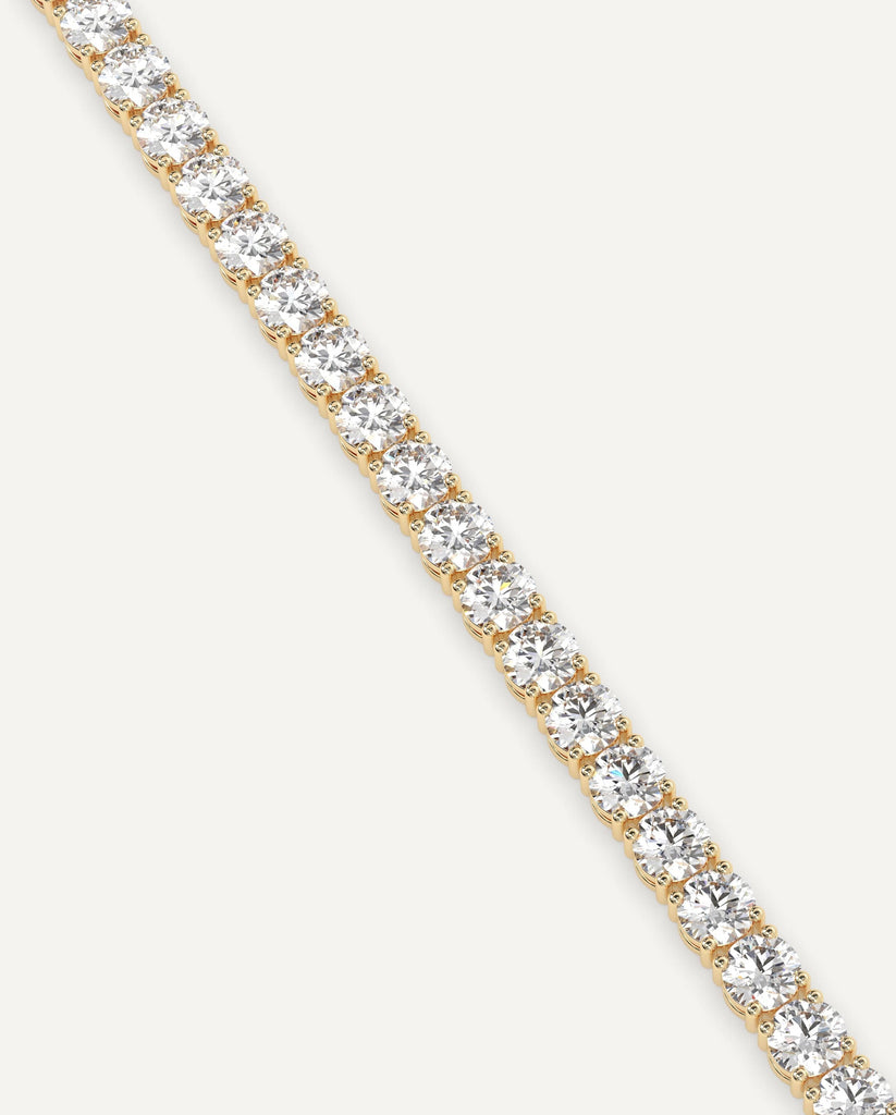 classic diamond tennis bracelet with round lab diamonds in yellow gold