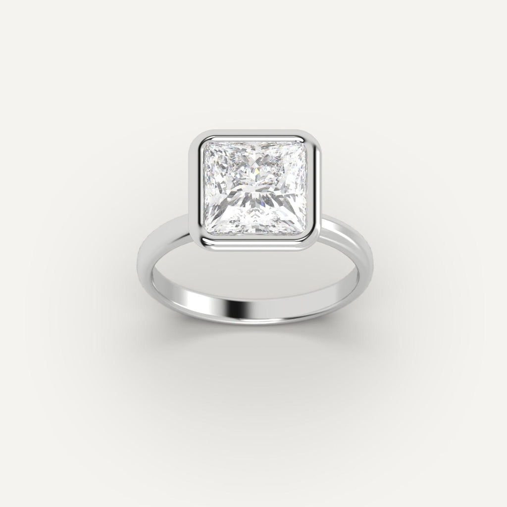 Ring Setting in 14K White Gold for 1, 2 and 3 carat Princess Diamonds