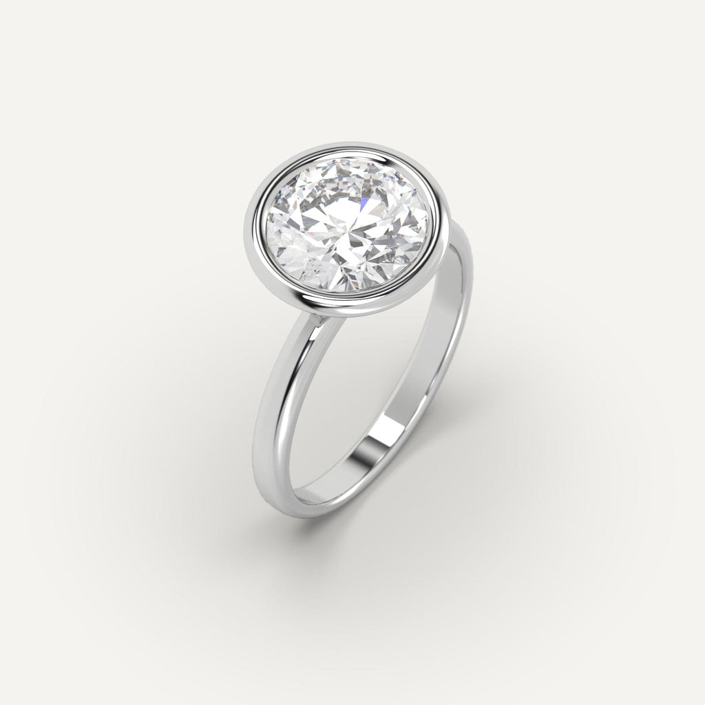 White Gold Bezel Round Cut Diamond Ring Setting