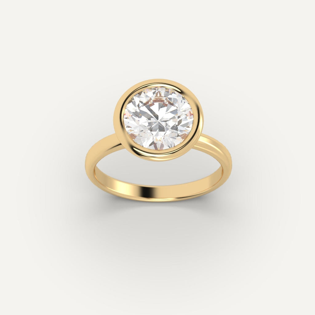 14K Yellow Gold Round Cut Engagement Ring Setting