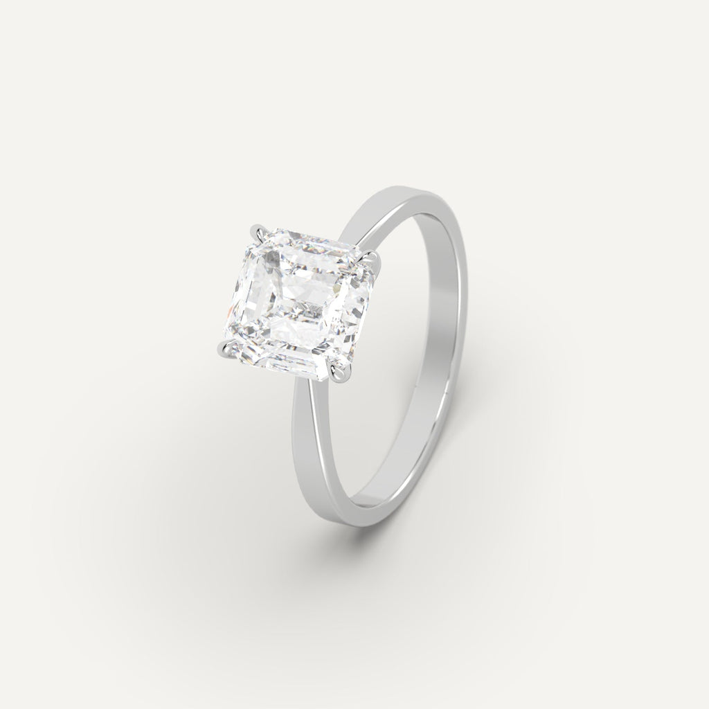 Platinum Cathedral Asscher Cut Diamond Ring Setting