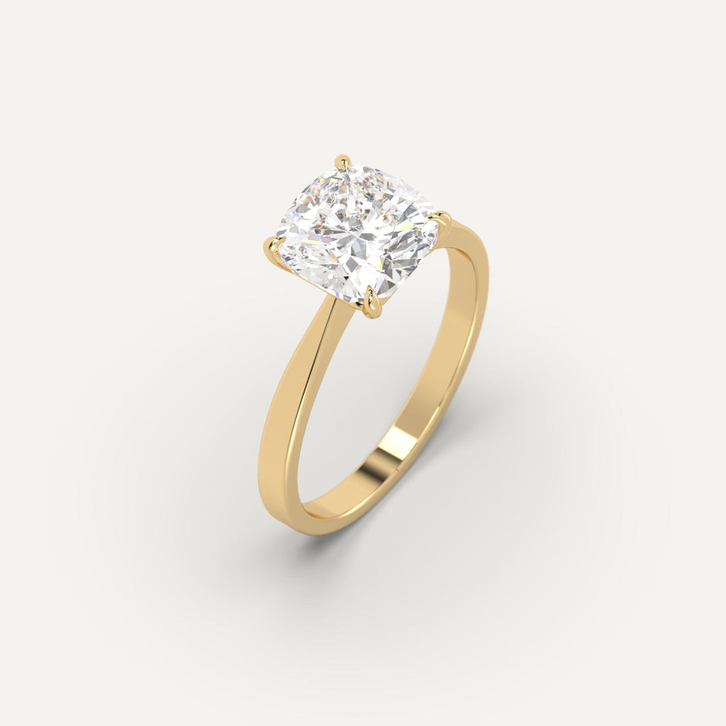 Yellow Gold Cathedral Cushion Cut Diamond Ring Setting