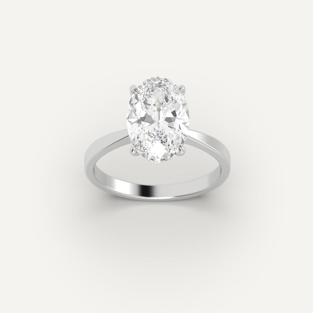 Ring Setting in 14K White Gold for 1, 2 and 3 carat Oval Diamonds