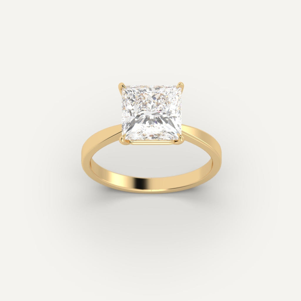 14K Yellow Gold Princess Cut Engagement Ring Setting