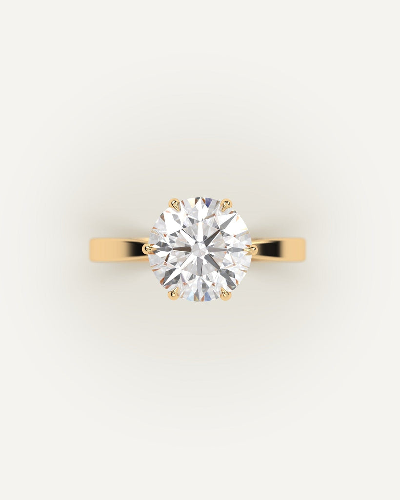 Gold Cathedral Round Cut Diamond Ring Setting No Diamond