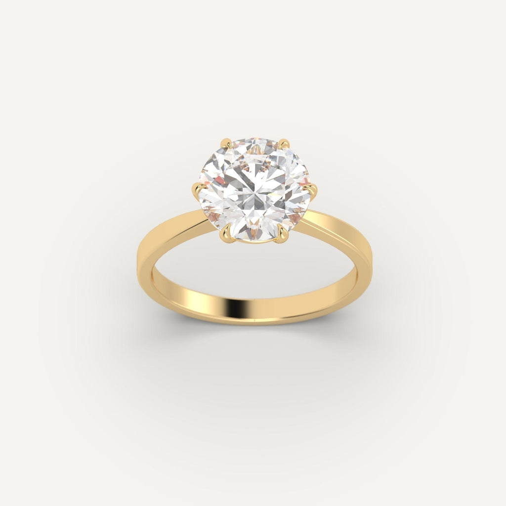 14K Yellow Gold Round Cut Engagement Ring Setting